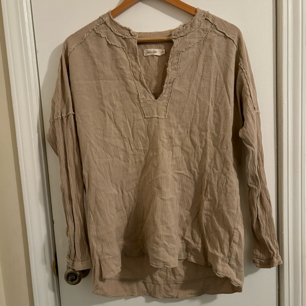 Women's Beige Long Sleeve Gauze Shirt